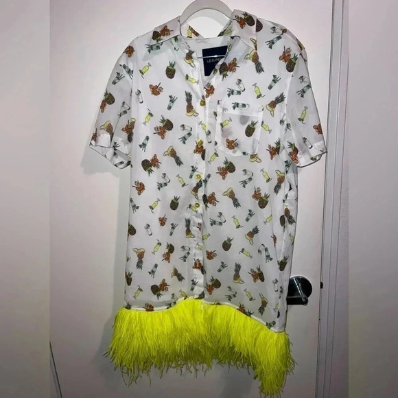 Le Superbe white Feathered Happy Hour Camp Dress size 6 - Picture 2 of 5